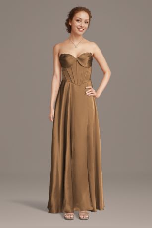 Picture of Charmeuse Corset Bodice A-Line Dress