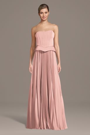 Picture of Matte Satin Pleated A-Line Basque Waist Dress