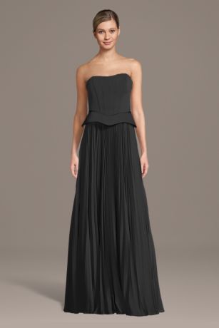 Picture of Matte Satin Pleated A-Line Basque Waist Dress