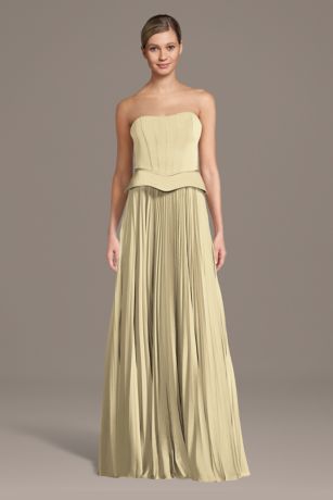 Picture of Matte Satin Pleated A-Line Basque Waist Dress