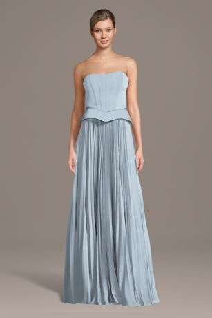Picture of Matte Satin Pleated A-Line Basque Waist Dress
