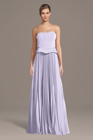 Picture of Matte Satin Pleated A-Line Basque Waist Dress