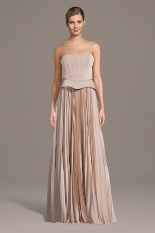 Picture of Matte Satin Pleated A-Line Basque Waist Dress