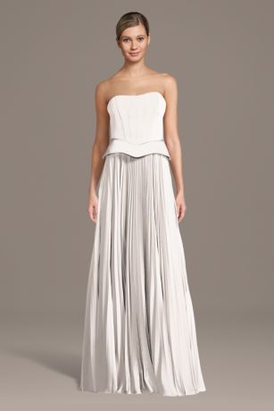 Picture of Matte Satin Pleated A-Line Basque Waist Dress