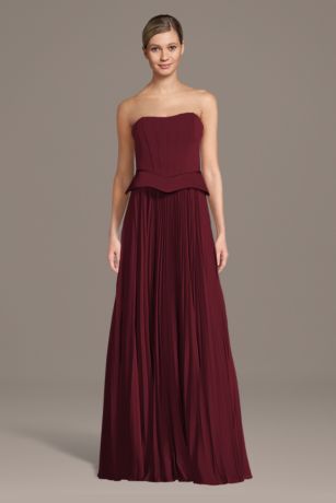 Picture of Matte Satin Pleated A-Line Basque Waist Dress