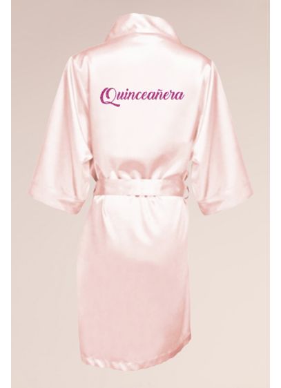 Glitter Print Satin Quinceanera Robe - A sweet satin robe for Miss Quince. Make