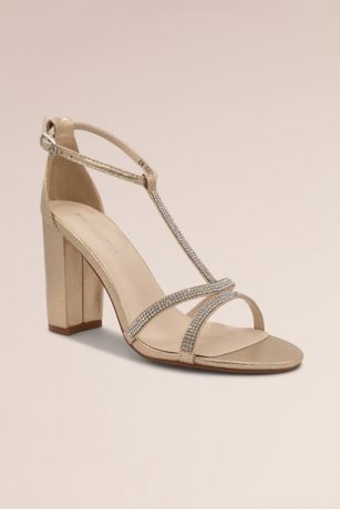 Picture of Stoned T-Strap Shimmer Block Heel Sandals