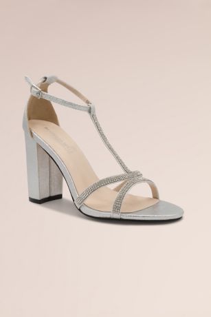 Picture of Stoned T-Strap Shimmer Block Heel Sandals