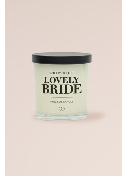 Cheers to the Lovely Bride Soy Candle - Printed with the phrase 