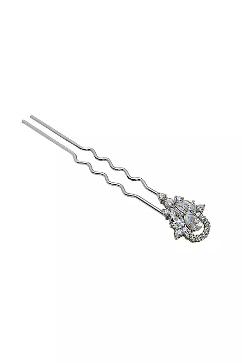 Pear-Shaped Cubic Zirconia Hair Pin Image 1