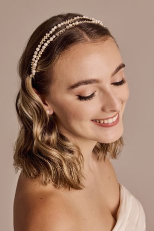 Picture of Pearl and Rhinestone Double Strand Headband