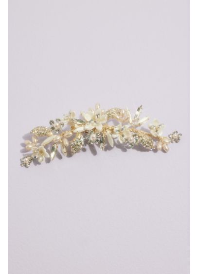 Floral Pearl and Crystal Spray Barrette - Wedding Accessories