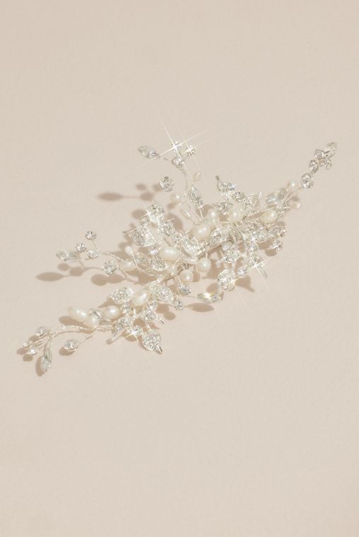 David's Bridal Leaf Crystal Spray Hair Clip