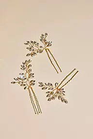 Galina Signature Crystal Leaf Hair Pin Set