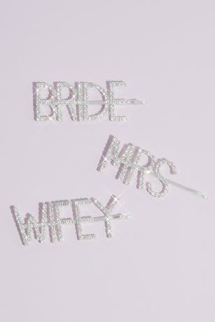 Picture of Pave Crystal Bride Mrs Wifey Barrette Set