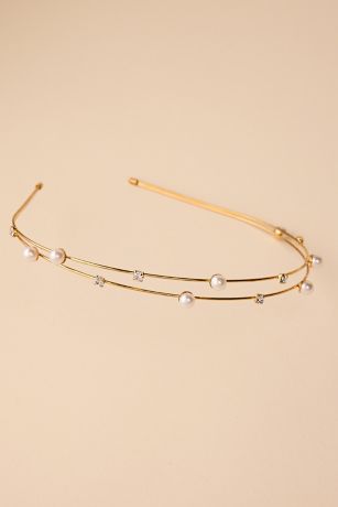 Picture of Rhinestone and Pearl Double Strand Headband