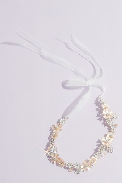David's Bridal Painted Floral and Crystal Tieback Headband