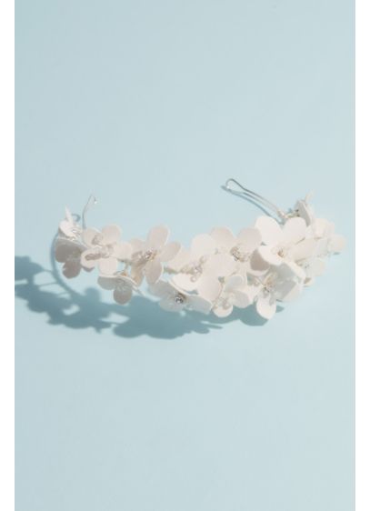 Faux Leather 3D Floral Headband - Hey, cool bride! Adorn your 'do with this