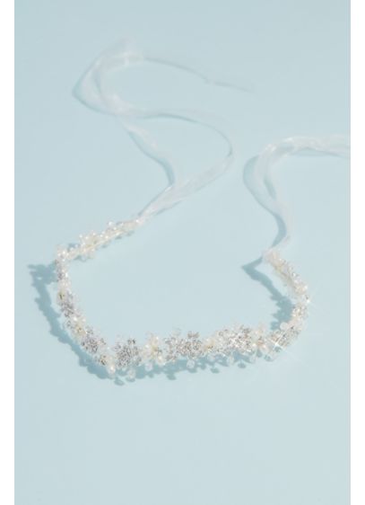 Petite Pearl and Crystal Floral Tieback Headband - Wedding Accessories