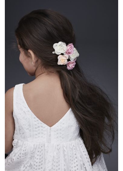 Fabric Rosette Flower Girl Hair Clip Set David S Bridal