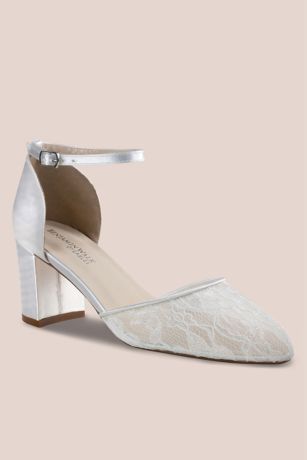 Picture of Dyeable Satin and Lace Closed Toe Block Heels