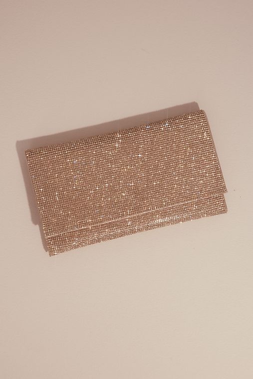 David's Bridal Allover Iridescent Crystal Envelope Clutch