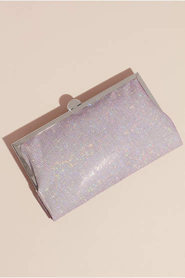 Iridescent Glitter Frame Clutch with Metal Clasp