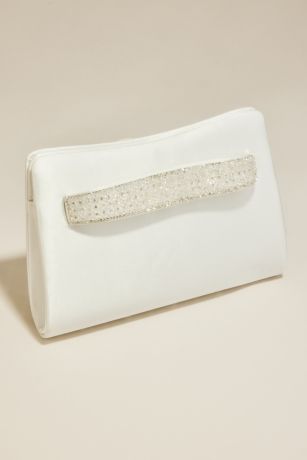 Picture of Crystal Handle Satin Clutch