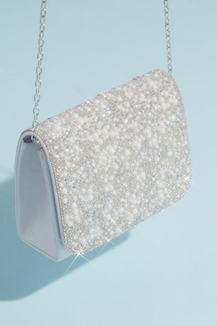 David's Bridal Iridescent Crystal Embellished Crossbody Clutch