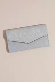 David's Bridal Glitter Envelope Clutch with Metal Edge