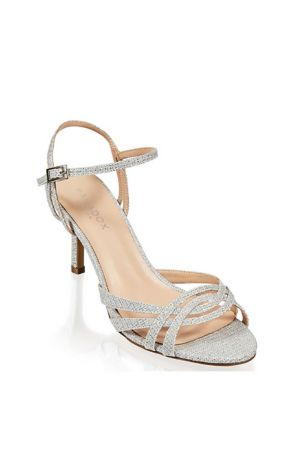 silver glitter sandal heels