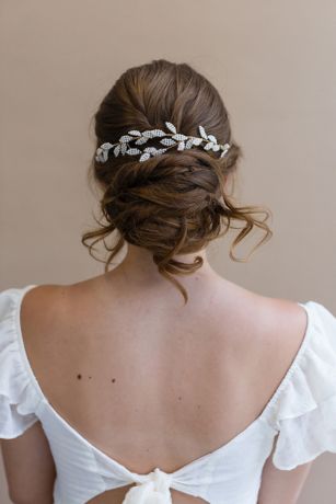 Picture of Hestia Hand-Wired Beaded Leaf Halo Comb