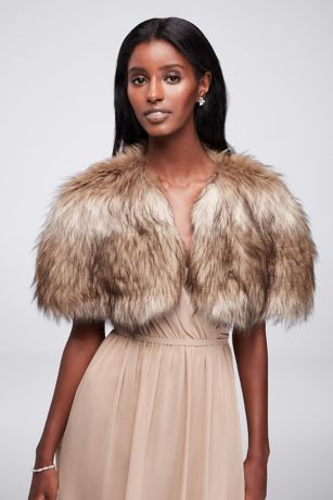 Faux Fur Shrug David S Bridal   Set HF891B 10700109 Brown