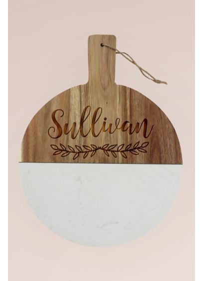 Personalized Round Wood and Marble Cheese Board - Wedding Gifts & Decorations