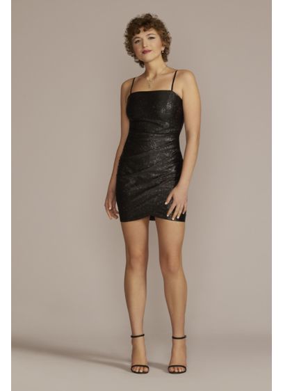 Glitter Jersey Mini Wrap Style Dress - Stretchy spandex makes this mini simply irresistible! You'll