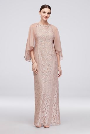 chiffon cape gown