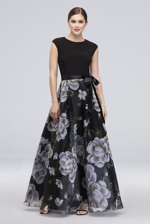 printed evening gown