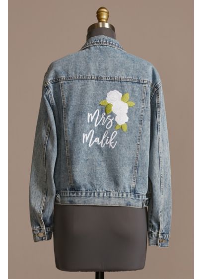 Personalized Floral Embroidered Denim Jacket - The perfect topper for a rehearsal dinner dress