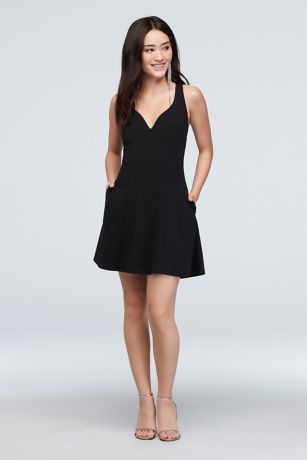 plunge fit and flare dress