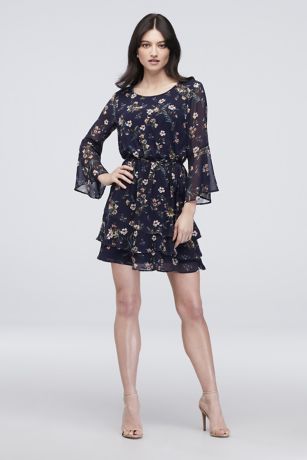 short chiffon dresses with sleeves