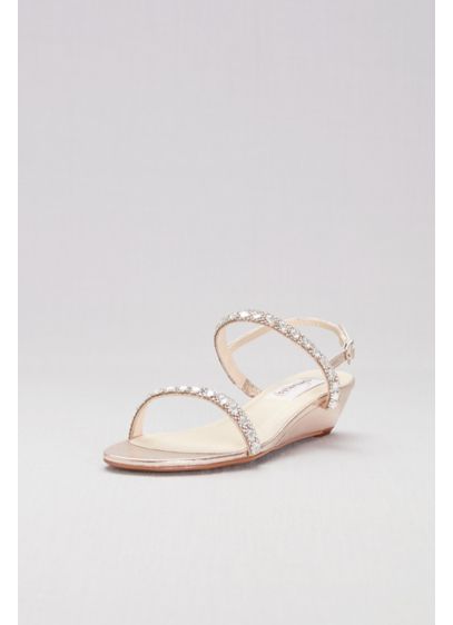 Dyeables Ivory (Crystal-Embellished Metallic Low Wedge Sandals)