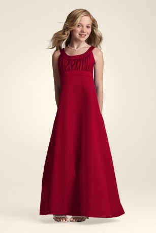 Long Satin Dress With Pleating At Bust in Apple Size: 12 David's Bridal