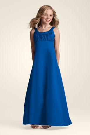 Long Satin Dress With Pleating At Bust in Horizon Size: 10 David's Bridal