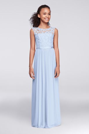 Picture of Cap Sleeve Lace and Mesh Long Girls Dress