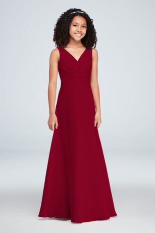 surplice tank long chiffon bridesmaid dress