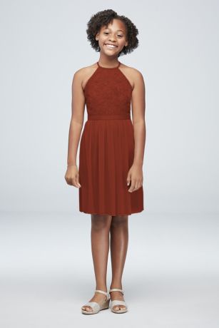 Picture of Open-Back Lace Mesh Short Junior Bridesmaid Dress