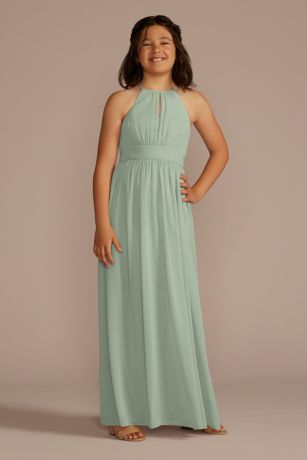 Picture of Chiffon High-Neck Pleated Girls Dress
