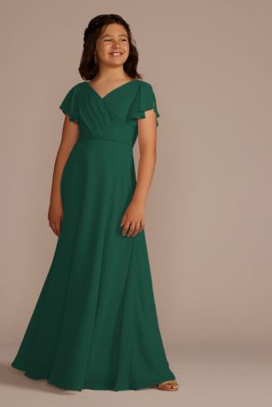 Picture of Celebrate DB Studio Flutter Sleeve Full Skirt Girls Dress in Juniper Size: 8 David's Bridal