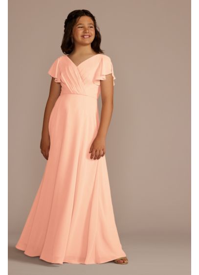 Long Orange Soft & Flowy David's Bridal Bridesmaid Dress