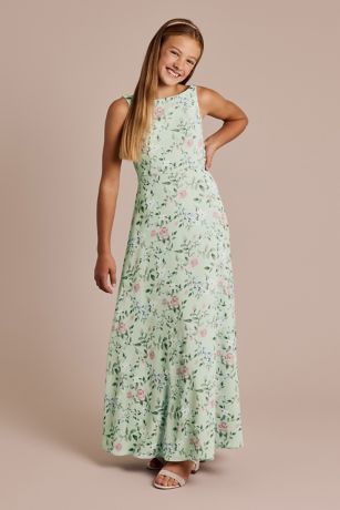 Picture of Floral Print Chiffon Tie Back Junior Dress